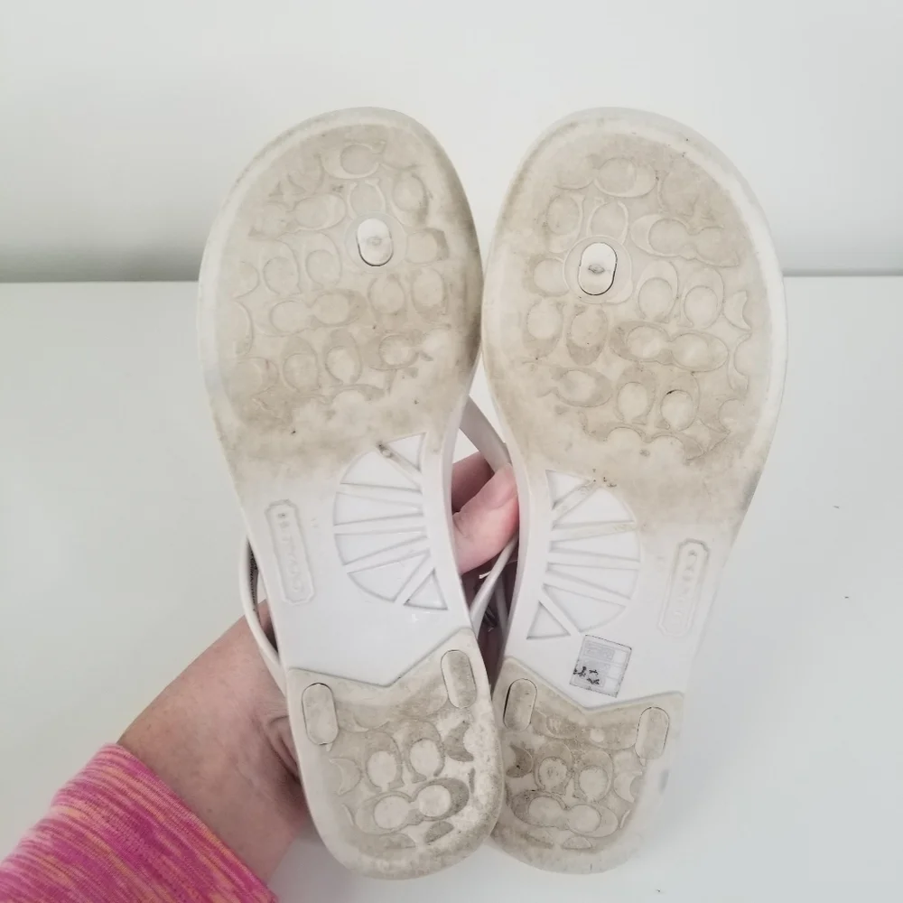Coach Landon Jelly Floral Sandals Flip Flops Bow Detail Size 6B